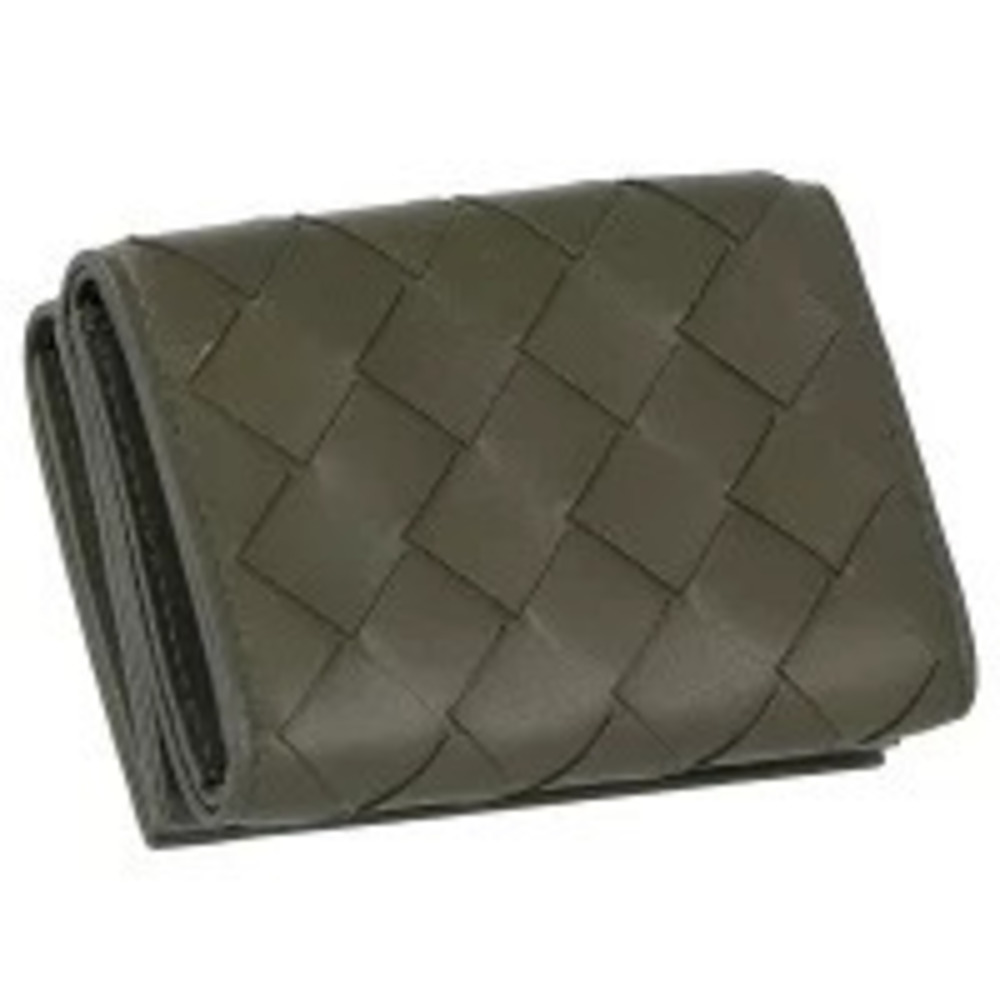 Bottega Veneta Tri fold Wallet Compact Intrecciato Gray
